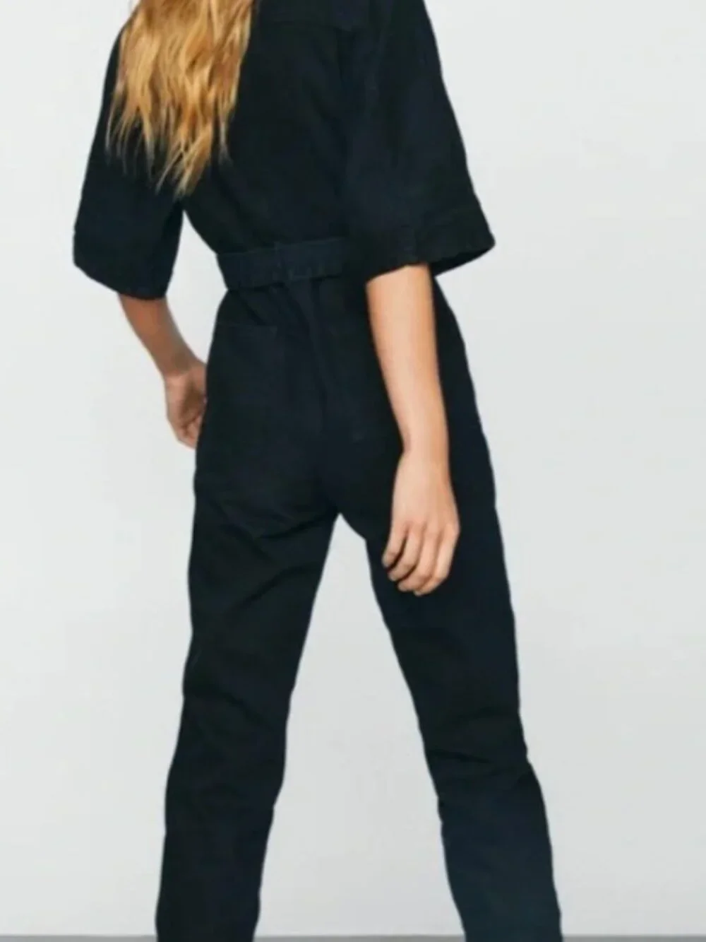 Nasty Gal Black Denim Jumpsuit Boilersuit, US 4 - Picture 3 of 5